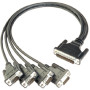 Kabel MOXA Serial DB44 męski do 4x DB9 męski CBL-M44M9X4-50 - 50 cm, do kart CP-114EL, Czarny