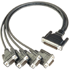 Kabel MOXA Serial DB44 męski do 4x DB9 męski CBL-M44M9X4-50 - 50 cm, do kart CP-114EL, Czarny
