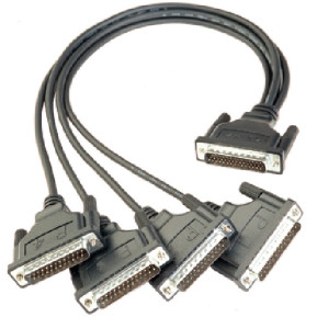 Kabel MOXA Serial M44 męski do 4x DB25 męski CBL-M44M25X4-50 - 50 cm, do kart CP-114EL, Czarny