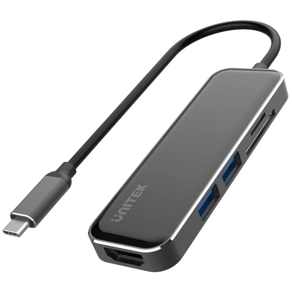 Stacja dokująca Unitek USB-C 2 x USB 3.1 z SD Reader Hdmi D1036A, 2 porty, Kolor grafitowy, Aluminium | Sklep ITnes.pl, IT for B