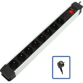 Listwa antyprzepięciowa Logon Professional LPS025 - 8 gniazd, 1,8 m, Czarna, Srebrna