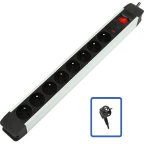 Listwa antyprzepięciowa Logon Professional LPS025 - 8 gniazd, 1,8 m, Czarna, Srebrna