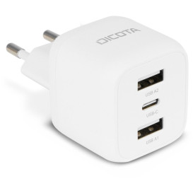 Ładowarka sieciowa Dicota Compact Laptop GaN Charger 32W D32069 - 2x USB-A, 1x USB-C, 32W, Biała