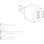 Ładowarka sieciowa Dicota Compact Laptop GaN Charger 32W D32069 - 2x USB-A, 1x USB-C, 32W, Biała