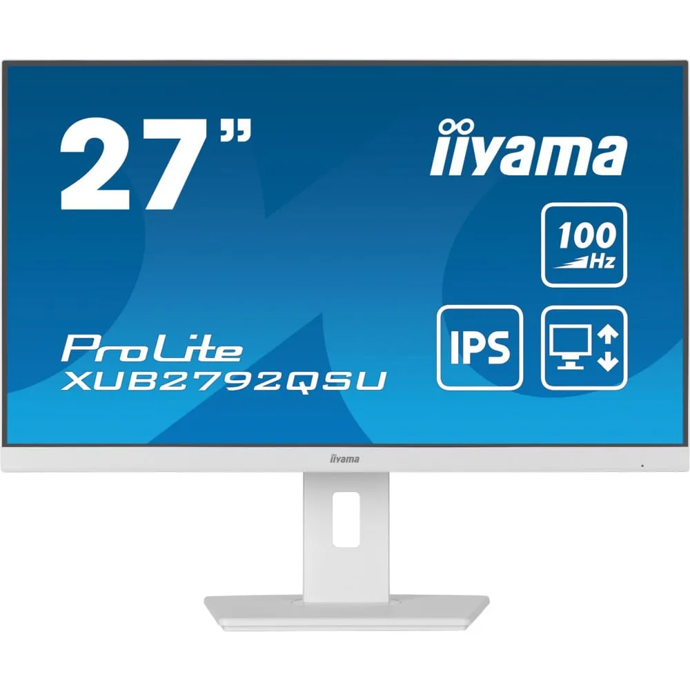 Monitor iiyama ProLite XUB2792QSU-W6, 27", 2560x1440 (QHD), 100Hz, IPS, 0,400 ms, pivot, Biały | Sklep ITnes.pl, IT for BUSINESS