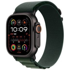 Smartwatch Apple Watch Ultra 2 MX4T3WB/A - 49 mm GPS + Cellular czarny tytan z opaską Alpine w kolorze ciemnozielonym, rozm. L