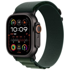 Smartwatch Apple Watch Ultra 2 MX4Q3WB/A - 49 mm GPS + Cellular czarny tytan z opaską Alpine w kolorze ciemnozielonym, rozm. S