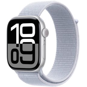Smartwatch Apple Watch 10 MWWD3ET/A - 42 mm, GPS, srebrne aluminium z opaską sportową w kolorze błękitnego obłoku