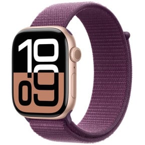 Smartwatch Apple Watch 10 MWXC3ET/A - 42 mm, GPS + Cellular, złote aluminium z opaską sportową w kolorze dojrzałej śliwki