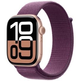 Smartwatch Apple Watch 10 MWXC3ET/A - 42 mm, GPS + Cellular, złote aluminium z opaską sportową w kolorze dojrzałej śliwki