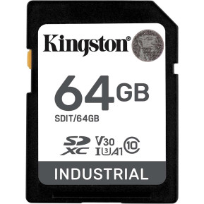 Karta pamięci Kingston SD 64GB Industrial SDIT/64GB - 100|80MB|s, Class 10, UHS-I, U3, V30, A1, Czarna