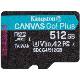 Karta microSD Kingston 512GB Canvas Go Plus SDCG4/512GBSP - Class 10, UHS-I, U3, V30, A2