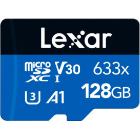Karta pamięci Lexar microSDXC 128 GB High-Performance 633x LSDMI128BB633A - Adapter SD, 100|45MB|s, C10, A1, V30, U3