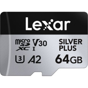 Karta pamięci Lexar microSDXC 2x 64 GB Professional SILVER PLUS LMSSIPL064G-B2ANG - 205|100MB|s, UHS-I, C10, A2, V30, U3