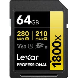 Karta pamięci Lexar SDXC 64 GB Professional 1800x LSD1800064G-BNNNG - UHS-II, 280MB|s|210MB|s, C10, V60, U3