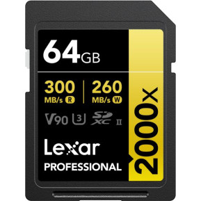 Karta pamięci Lexar SDXC 64 GB Professional 2000x LSD2000064G-BNNNG - UHS-II, 300MB|s|260MB|s, C10, V90, U3