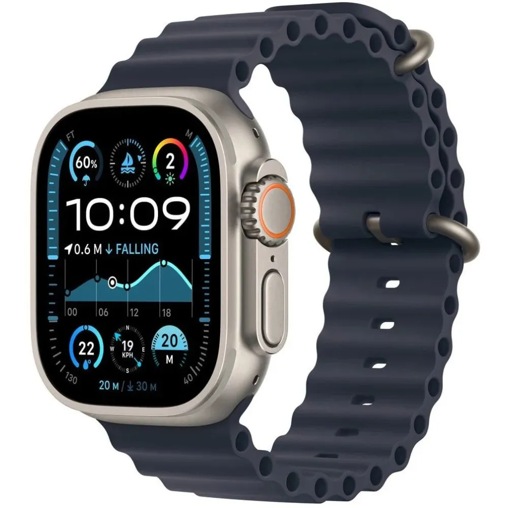 Smartwatch Apple Watch Ultra 2 MX4D3WB/A - 49 mm GPS + Cellula naturalny tytan z paskiem Ocean w kolorze granatu