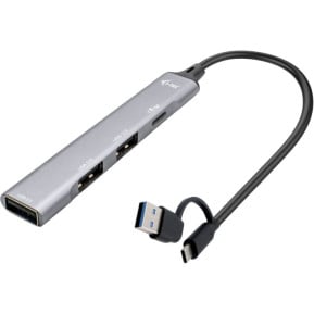 Hub USB-C/USB-A i-tec CAHUBMETALMINI4 - 1x USB-C, 3x USB 2.0, Szary