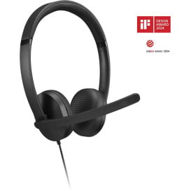 Zestaw słuchawkowy Lenovo USB-A Wired Stereo Headset Gen 2 4XD1P83425 - Czarny