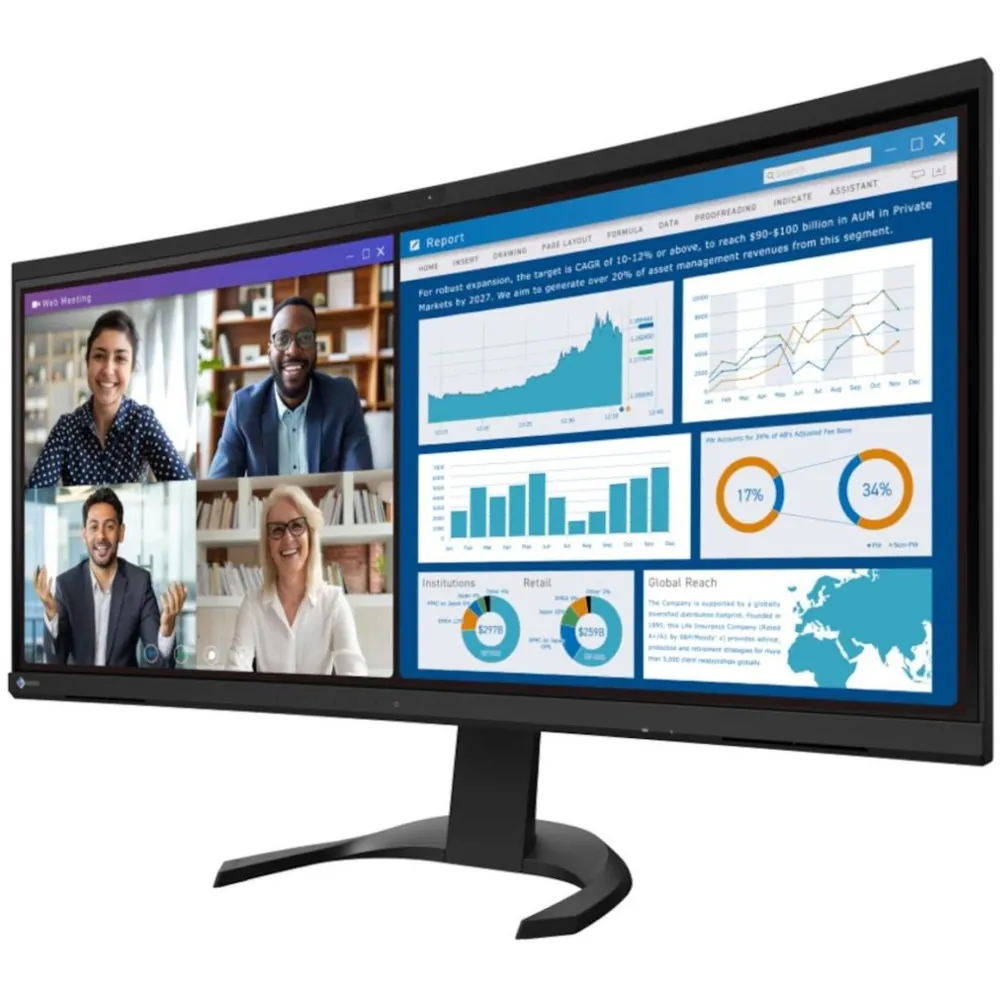 Monitor EIZO FlexScan EV3450XC-BK - 34,1"/3440x1440 (UWQHD)/21:9/zakrzywiony/IPS/5 ms/Czarny - zdjęcie