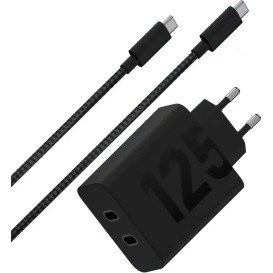 Ładowarka sieciowa Motorola TurboPower 125W Duo PG38C06632 - 2 x USB-C, kabel USB-C 2 m, Czarna