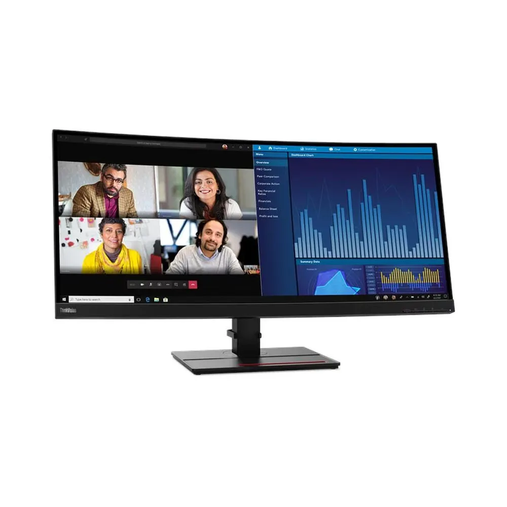 Monitor Lenovo ThinkVision P34w-20 62DCRAR3EU - 34,14"/3440x1440 (UWQHD)/60Hz/21:9/zakrzywiony/IPS/HDR/6 ms/kamera/USB-C - zdjęcie