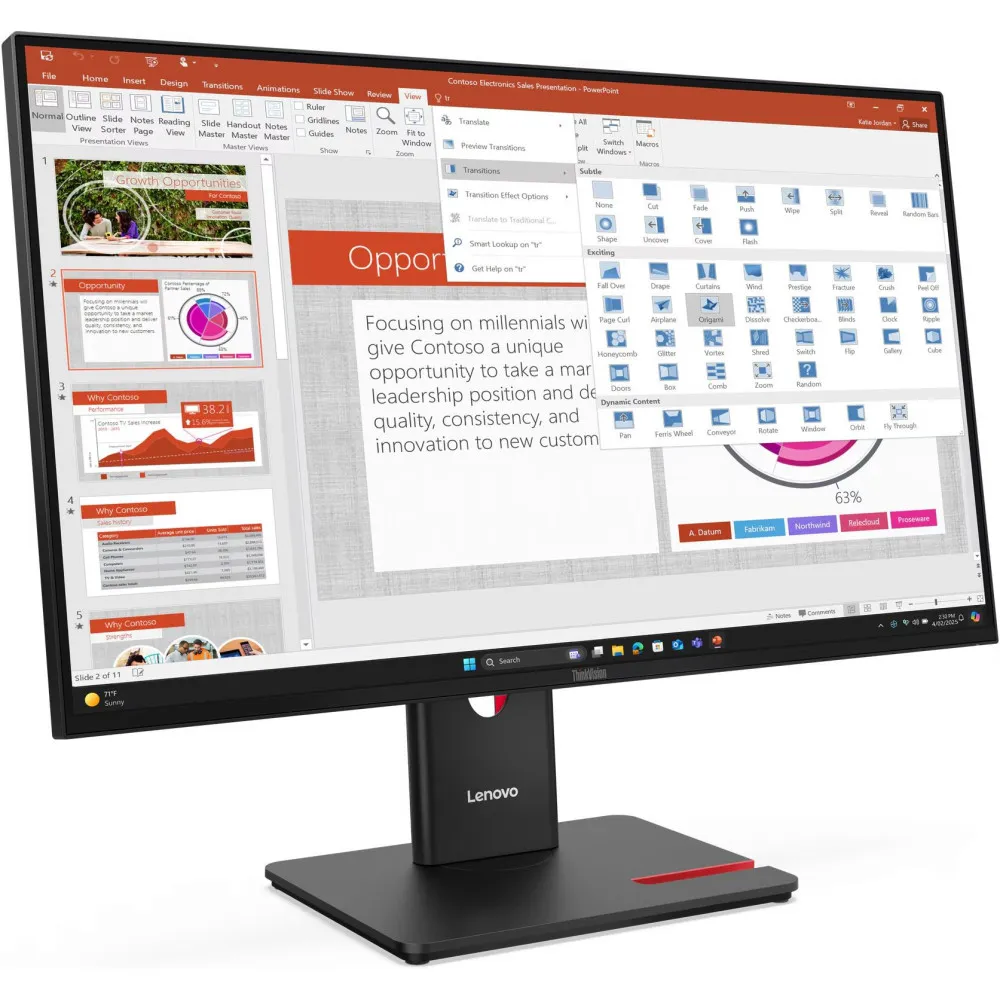 Monitor Lenovo ThinkVision T27-40 64A5ZAT6EU - 27"/1920x1080 (Full HD)/48Hz-120Hz/IPS/6 ms/pivot/kamera/USB-C/Czarny - zdjęcie