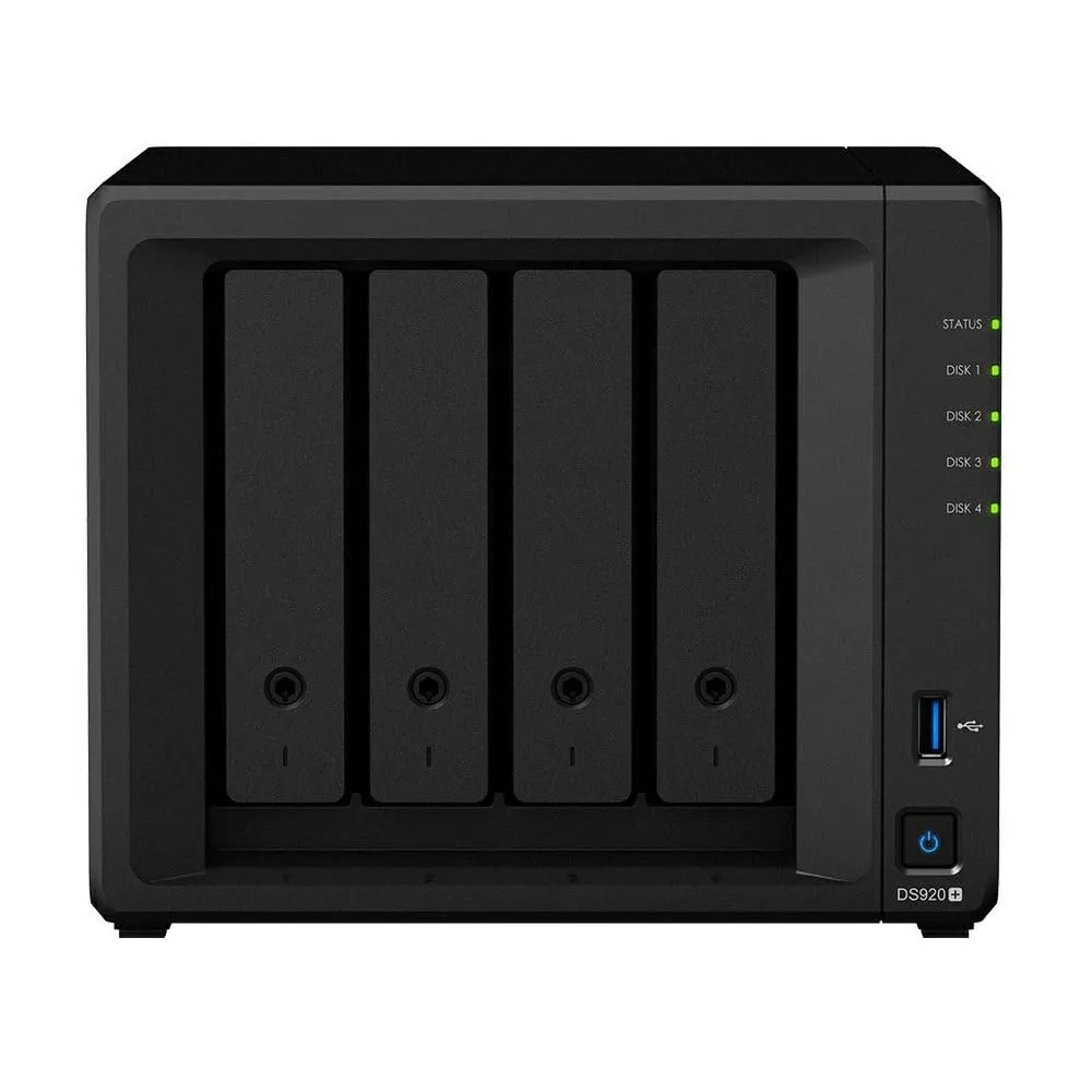 Serwer NAS Synology Desktop Plus DS920CYRE, Desktop, Intel Celeron J4125, 4GB RAM, 28TB, 1TB cache, 4 wnęki, 2 x M.2, 3 lata CI 
