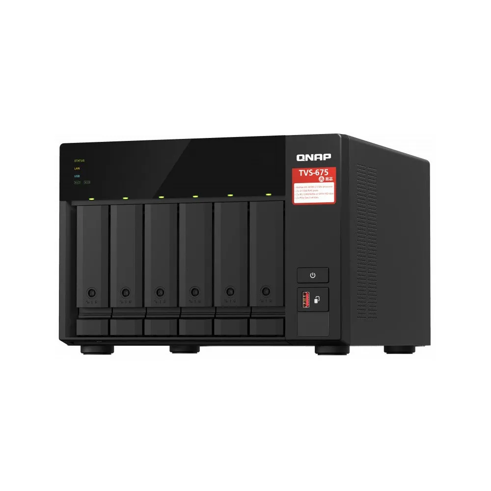Zdjęcie produktu Serwer NAS QNAP Tower TVS-675-QU - Tower/ZhaoXin KX-U6580/64 GB RAM/6 TB/1 TB cache/6 wnęk/2 x M.2/hot-swap/3 lata Carry-in