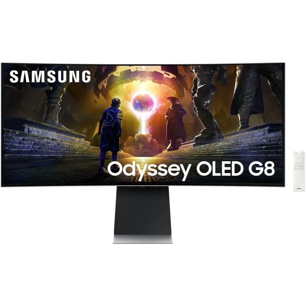 Monitor Samsung Odyssey OLED G8 G85SD LS34DG850SUXDU - 34"/3440x1440 (UWQHD)/175Hz/21:9/zakrzywiony/OLED/HDR/0,03 ms/Srebrny - zdjęcie