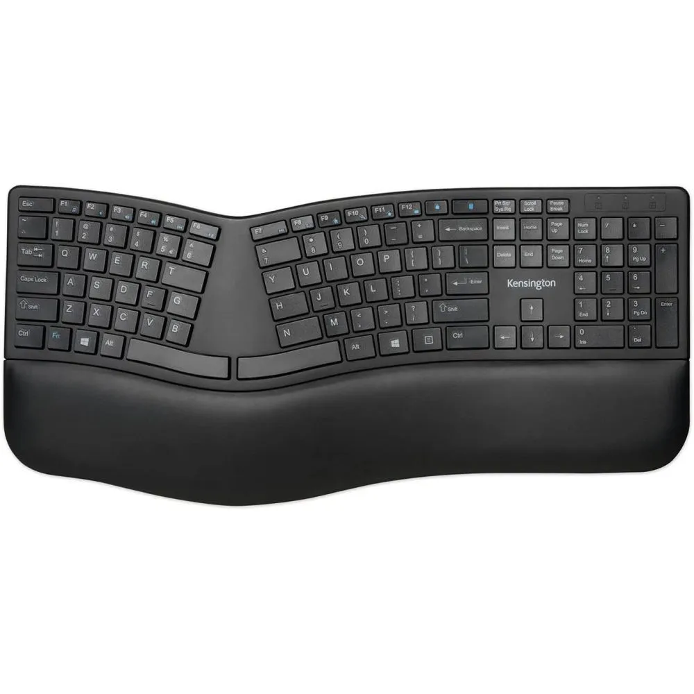 Klawiatura bezprzewodowa Kensington Pro Fit Ergo K75401WW - USB-A 2,4 GHz i Bluetooth 4.0 LE, Czarna Klawiatura bezprzewodowa Kensington Pro Fit Ergo K75401WW - USB-A 2,4 GHz i Bluetooth 4.0 LE, Czarna