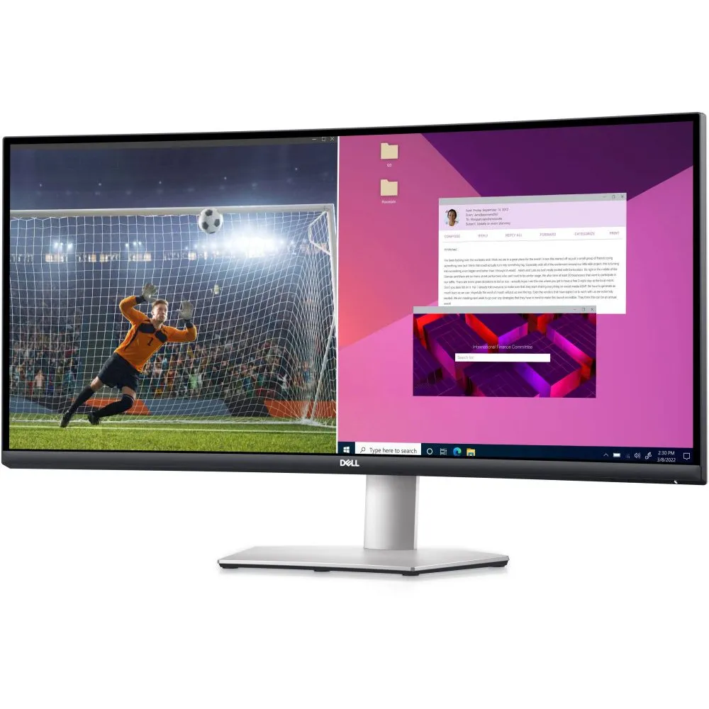 Zdjęcie produktu Monitor Dell S3423DWC 210-BEJE - 34"/3440x1440 (UWQHD)/100Hz/21:9/zakrzywiony/VA/FreeSync/4 ms/USB-C/Szary