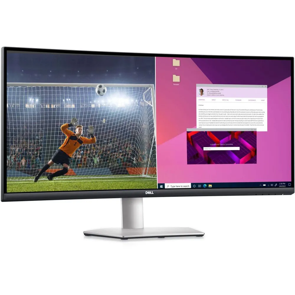 Monitor Dell S3423DWC 210-BEJE - 34"/3440x1440 (UWQHD)/100Hz/21:9/zakrzywiony/VA/FreeSync/4 ms/USB-C/Szary - zdjęcie