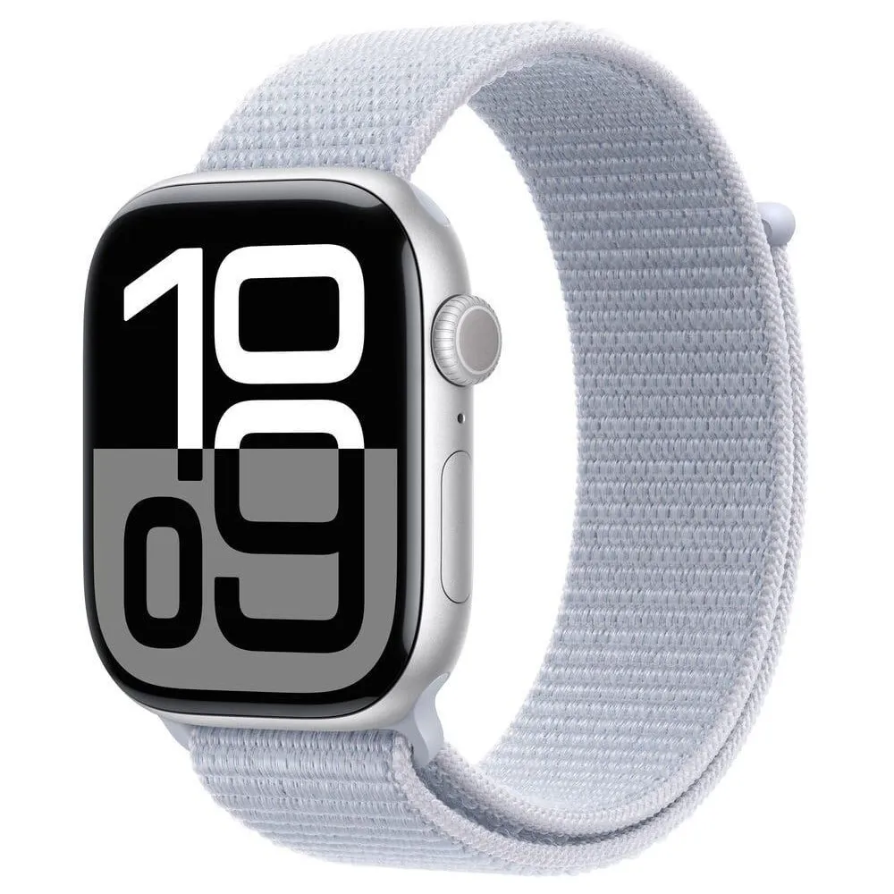 Smartwatch Apple Watch 10 MWWD3QI/A - 42 mm, GPS, srebrne aluminium z opaską sportową w kolorze błękitnego obłoku