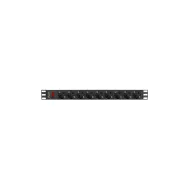 Listwa zasilająca Rack PDU Lanberg PDU-09F-0300-BK - 1U, 9 gniazd "schuko", przewód 3m