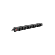 Listwa zasilająca Rack PDU Lanberg PDU-09F-0300-BK - 1U, 9 gniazd "schuko", przewód 3m