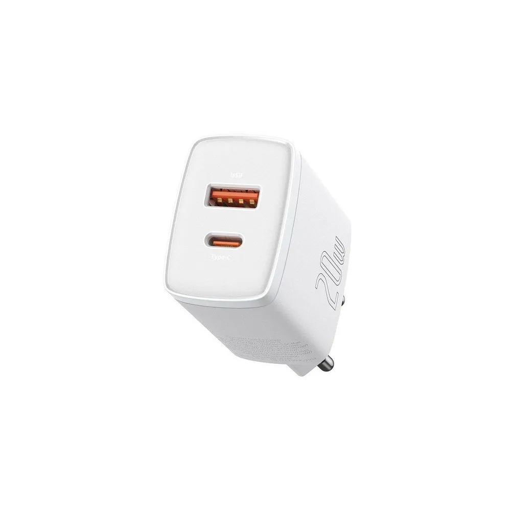 Ładowarka sieciowa Baseus Compact Quick Charger CCXJ-B02 - USB-A, USB-C, 20W, QC3.0, PD 3.0, Biała