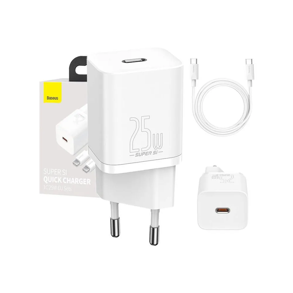 Ładowarka sieciowa Baseus Super Si Quick Charger 1C TZCCSUP-L02 - USB-C, 25W, Biała