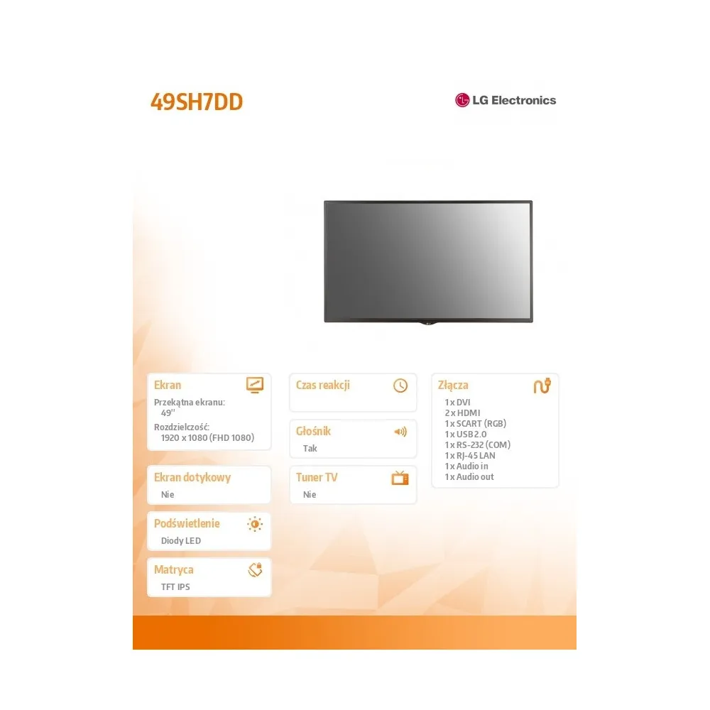 Zdjęcie produktu Monitor LG 49SH7DD - 49"/1920x1080 (Full HD)/IPS/12 ms/Czarny