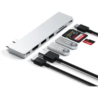 Replikator portów Satechi Pro Hub Slim ST-HUCPHSS - USB 4, HDMI, 2x USB-A, SD/microSD, USB-C, Srebrny