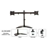 Neomounts Select Tilt/Turn/Rotate Dual Desk Mount for two 10-27" Monitor Screens, Height Adjustable, Black - NM-D335DBLACK | Skl