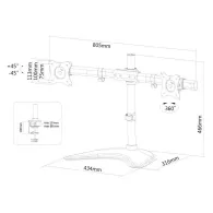 Neomounts Select Tilt/Turn/Rotate Dual Desk Mount for two 10-27" Monitor Screens, Height Adjustable, Black - NM-D335DBLACK | Skl