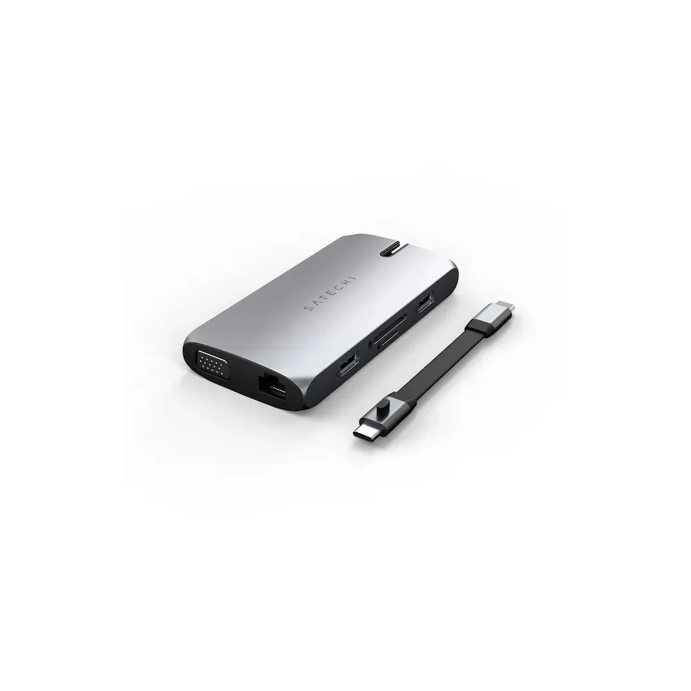 Replikator portów Satechi On-the-Go Multiport Adapter ST-UCMBAM - USB-C, 2x USB-A, HDMI, VGA, Ethernet, microSD i SD, Szary