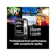 Karta pamięci Lexar SDXC 256 GB Professional 1667x LSD256CB1667 - UHS-I, 250MB|s|120MB|s, C10, V60, U3