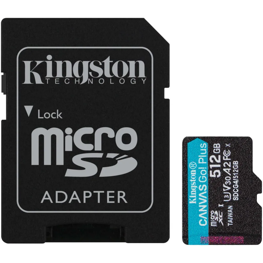 Karta microSD Kingston 512GB Canvas Go Plus + adapter SDCG4/512GB - Class 10, UHS-I, U3, V30, A2