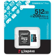 Karta microSD Kingston 512GB Canvas Go Plus + adapter SDCG4/512GB - Class 10, UHS-I, U3, V30, A2