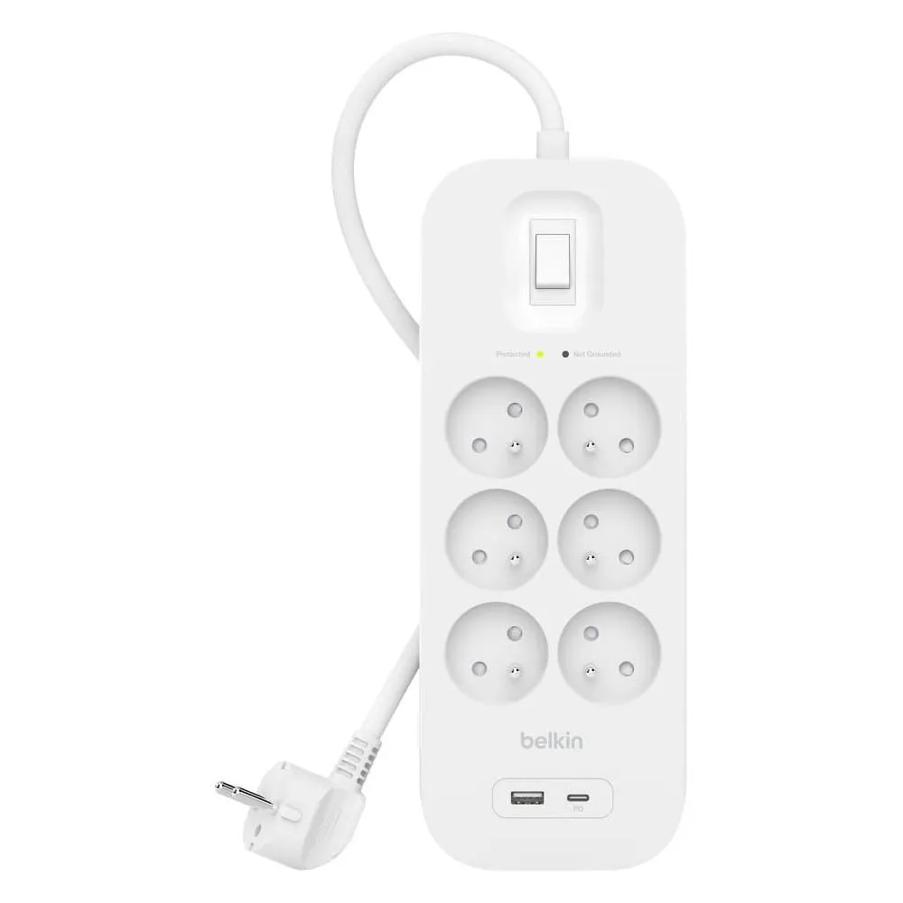 Listwa antyprzepięciowa Belkin SurgePlus SRB002CA2M - 6 gniazd, USB-A, USB-C, 2 m