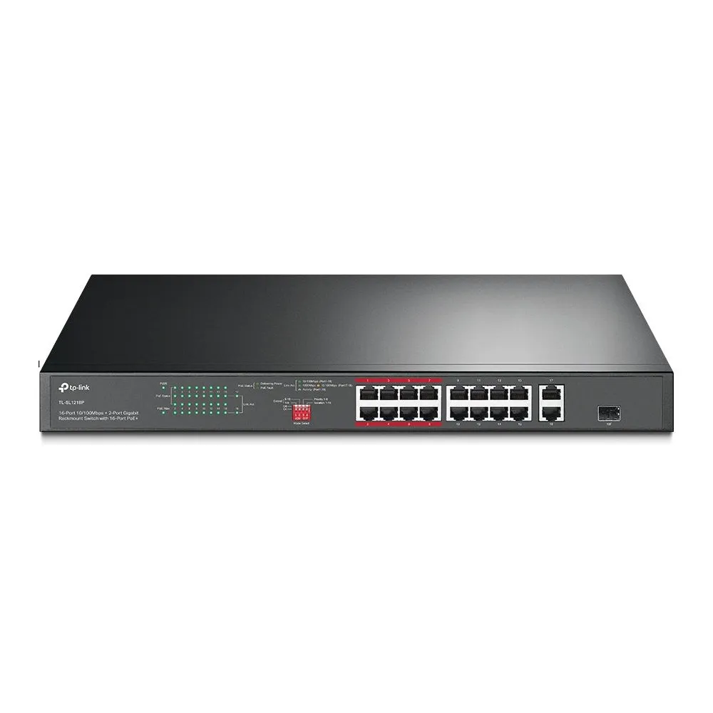 Switch niezarządzalny TP-Link TL-SL1218P, 16x 10|100Mbps, 2x 1000Mbps, 1x combo RJ45|SFP, POE+ 150W | Sklep ITnes.pl, IT for BUS