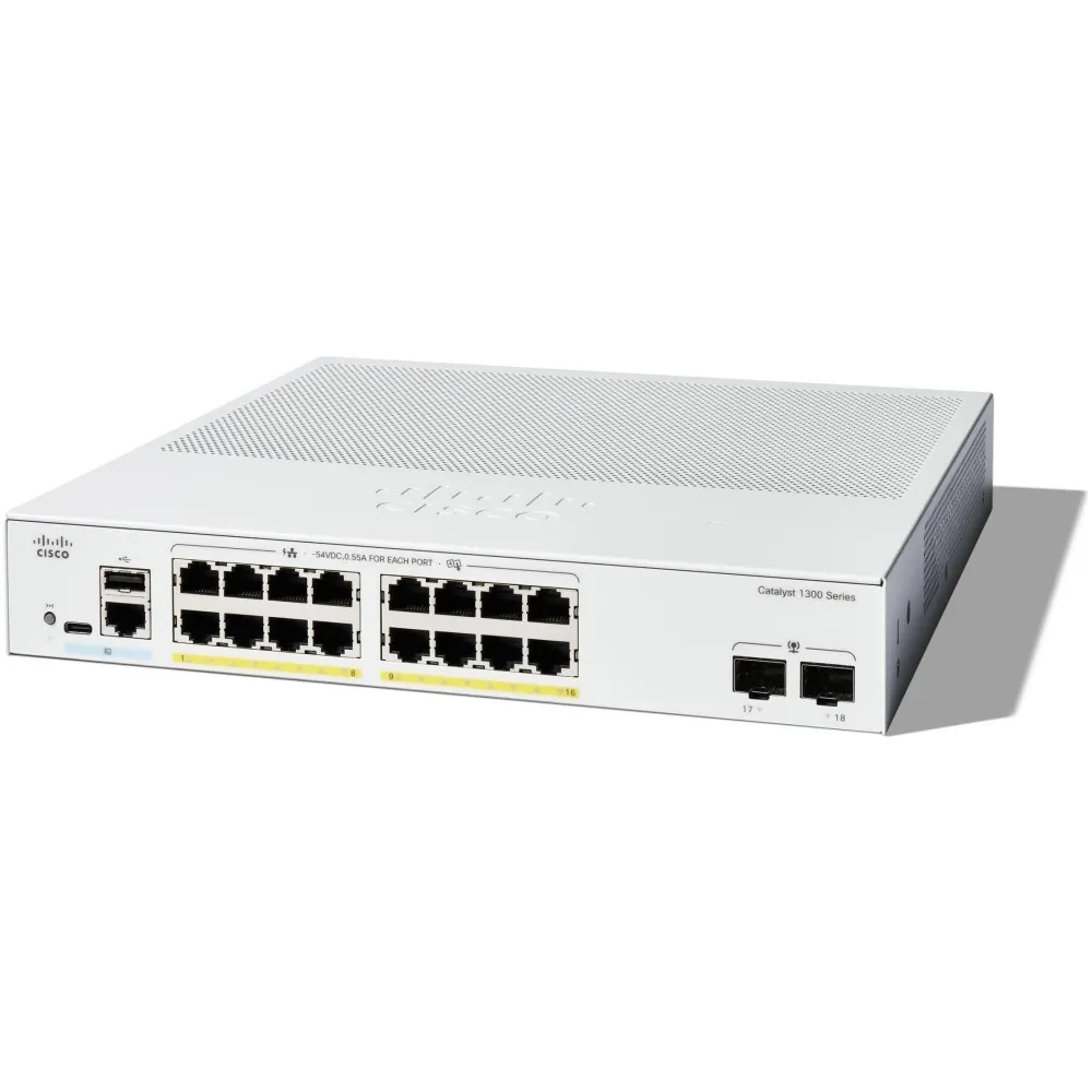 Switch zarządzalny Cisco Catalyst C1300-16P-2G, 16x 100|1000Mbps RJ45, 2x 1GbE SFP, PoE 120W | Sklep ITnes.pl, IT for BUSINESS
