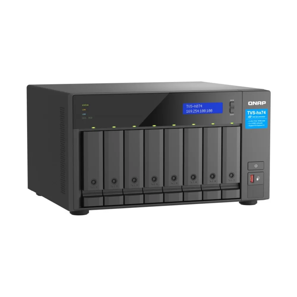 Serwer NAS QNAP Tower TVS-H874X-I9-ZS - Tower/Intel Core i9/64 GB RAM/12 TB/1 TB cache/8 wnęk/2 x M.2/hot-swap/3 lata Carry-in - zdjęcie
